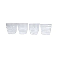 Mariposa Appliqué White Suite of Double Old Fashion Glasses