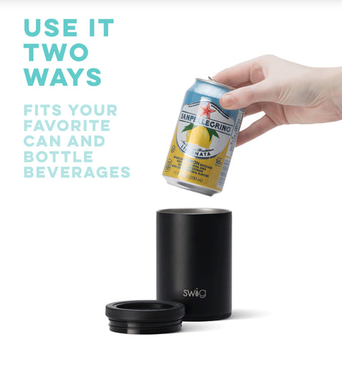 Swig Matte Black Can and Bottle Cooler 12oz
