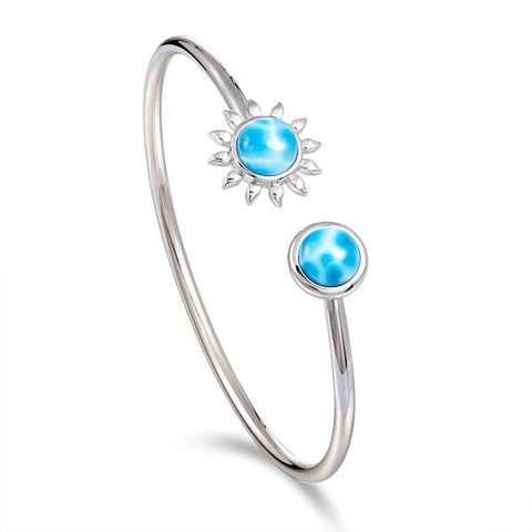Alamea SS Sunflower Flexible Bangle with Larimar