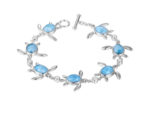 Alamea Honu (Turtle) Bracelet with Larimar