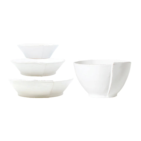 Vietri White Lastra Four Piece Serving Bowls Set