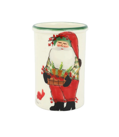 Vietri Old St. Nick Utensil Holder with Carrots
