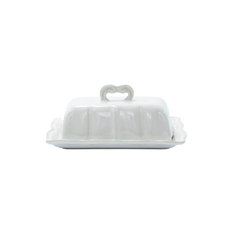 Vietri Incanto Stone White Baroque Butter Dish