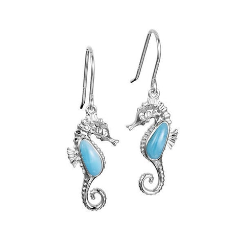 Alamea Larimar Seahorse Hook Earrings