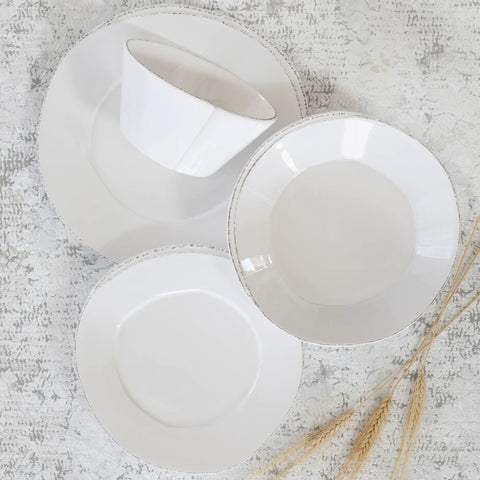 Vietri White Lastra Four Piece Place Setting