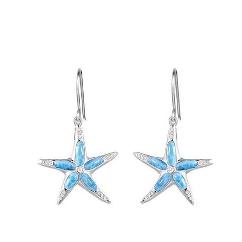 Alamea Larimar Starfish Hook Earrings