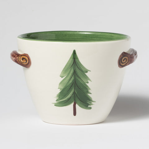 Vietri Old St. Nick Handled Deep Serving Bowl With Popcorn