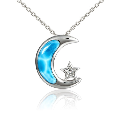 Alamea Larimar Moon and Star Pendant Necklace