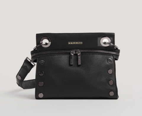 Hammitt Tony Large Leather Crossbody Black/Gunmetal