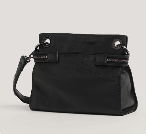 Hammitt Tony Large Leather Crossbody Black/Gunmetal