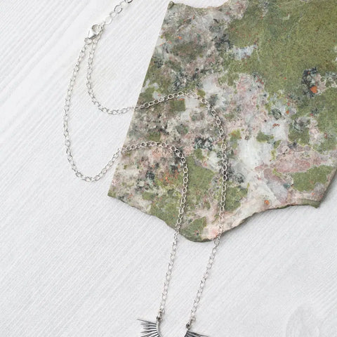 Anne Vaughan Resilience 16.25-18.25" Sterling Silver Sunburst Simple Necklace