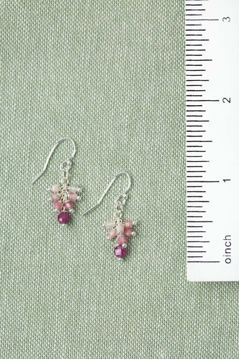 ANNE VAUGHAN ORCHID RUBY, TOURMALINE CLUSTER EARRINGS