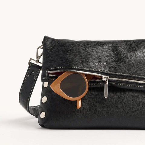 Hammitt VIP Medium Leather Crossbody Clutch Tempo Black/Silver