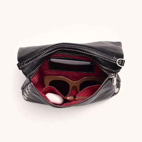 Hammitt VIP Medium Leather Crossbody Clutch Tempo Black/Silver
