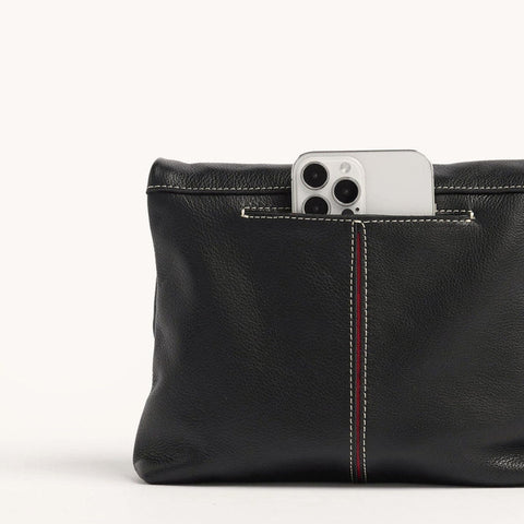 Hammitt VIP Medium Leather Crossbody Clutch Tempo Black/Silver