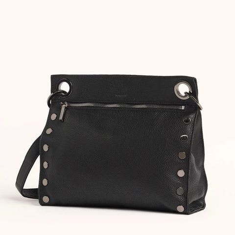 Hammitt Tony Large Leather Crossbody Black/Gunmetal
