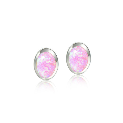 Alamea Pink Opal 6mm Oval Post Earrings