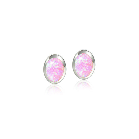 Alamea Pink Opal 5mm Oval Post Earrings