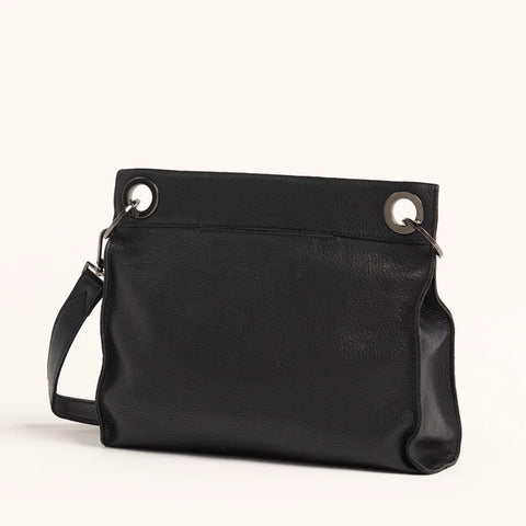 Hammitt Tony Large Leather Crossbody Black/Gunmetal