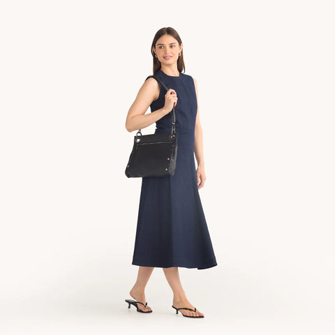 Hammitt Tony Large Leather Crossbody Black/Gunmetal