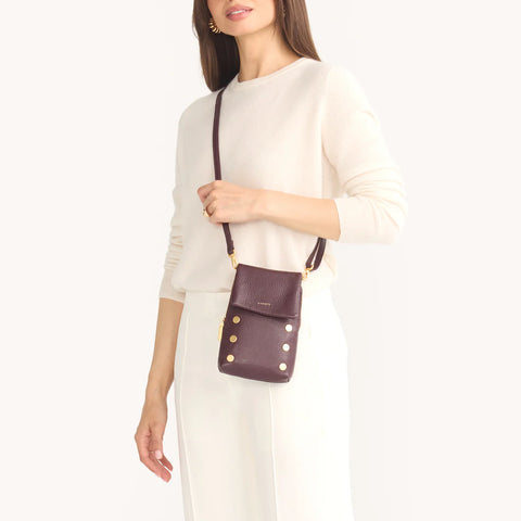Hammitt VIP Mobile Small Leather Crossbody Cabernet Pebble/Brushed Gold
