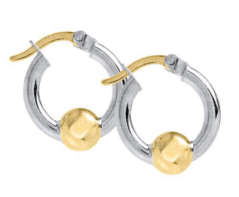 Cape Cod Sterling Silver 15mm Hoop Earrings with 14k Gold Ball