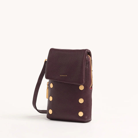 Hammitt VIP Mobile Small Leather Crossbody Cabernet Pebble/Brushed Gold