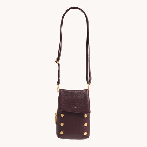 Hammitt VIP Mobile Small Leather Crossbody Cabernet Pebble/Brushed Gold