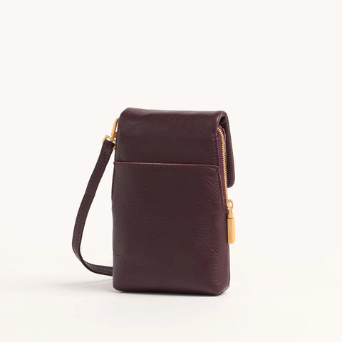Hammitt VIP Mobile Small Leather Crossbody Cabernet Pebble/Brushed Gold
