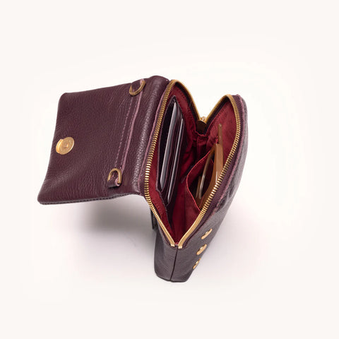 Hammitt VIP Mobile Small Leather Crossbody Cabernet Pebble/Brushed Gold