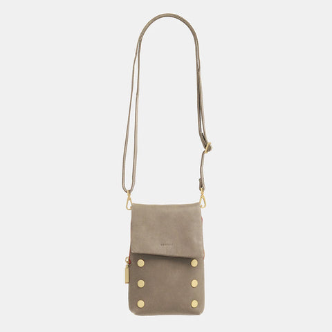 Hammitt VIP Mobile Pewter/Brushed Gold Red Zip Small Leather Crossbody