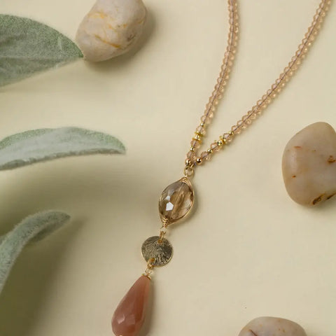 Anne Vaughan Solace 30-32" Crystal with Moonstone Statement Necklace