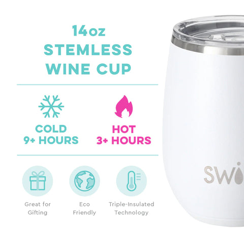 Swig Matte White Stemless Wine Cup 14oz
