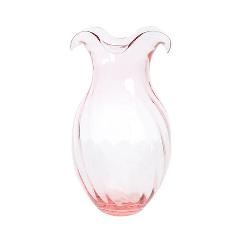 NEW Vietri Hibiscus Glass Vertical Fluted Small Vase - Pink