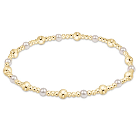 enewton classic gold sincerity pattern 4mm bead bracelet - pearl
