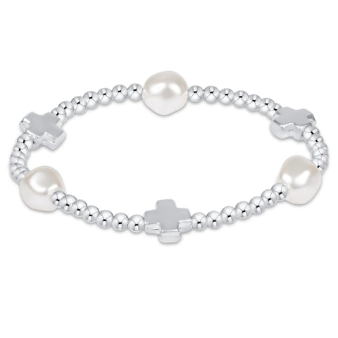 enewton signature cross admire pearl pattern 3mm bead bracelet - sterling