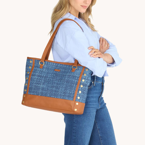 Hammitt Andersen Revival Tote Mosaic Denim/Brushed Gold