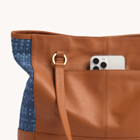 Hammitt Andersen Revival Tote Mosaic Denim/Brushed Gold