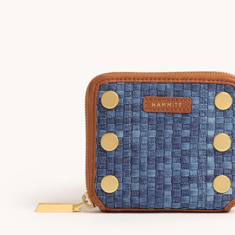 Hammitt 5 North Wallet Mosaic Denim/Brushed Gold