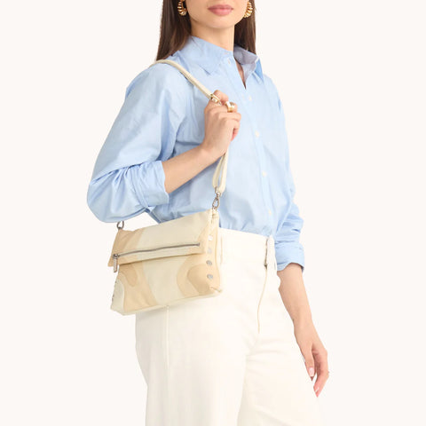 Hammitt VIP Medium Crossbody Clutch Coastal Cream/Brushed Silver