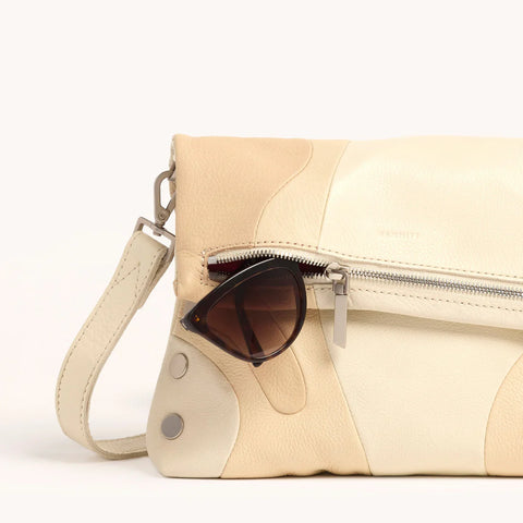 Hammitt VIP Medium Crossbody Clutch Coastal Cream/Brushed Silver