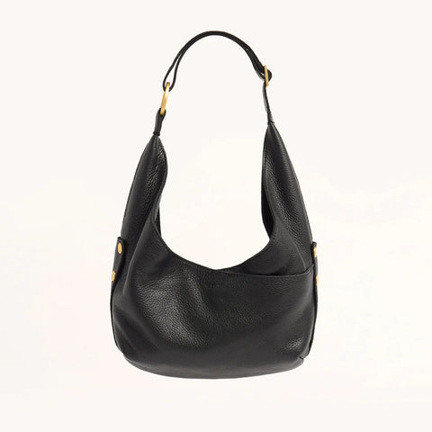 Hammitt Tom Zip Shoulder Bag Black/Brushed Gold Red Zip