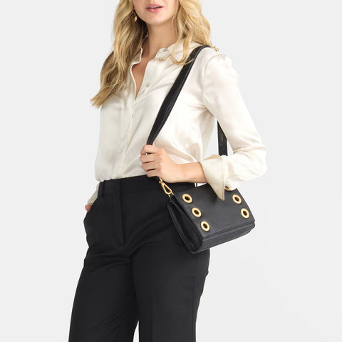 Hammitt Montana Clutch Small Black/Brushed Gold