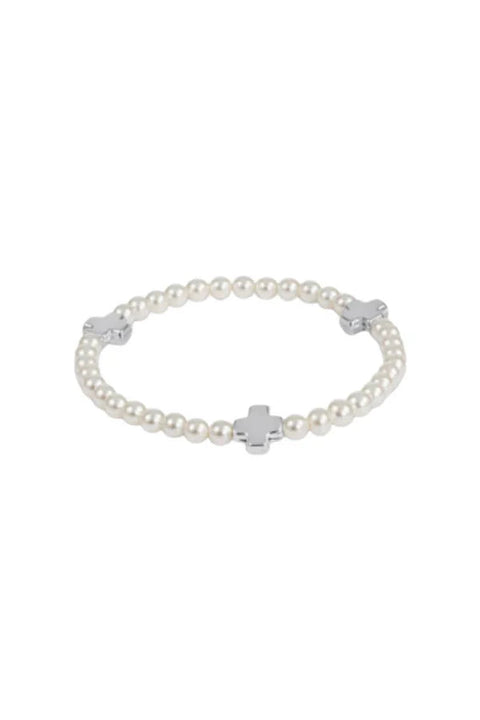 enewton signature cross pearl pattern 4mm bead bracelet - sterling
