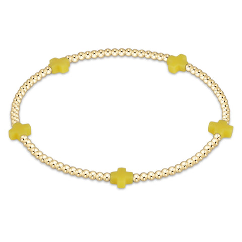 enewton signature cross small gold pattern 2mm bead bracelet - canary