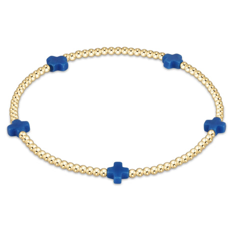 enewton signature cross small gold pattern 2mm bead bracelet - cobalt