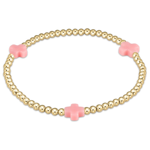 enewton signature cross gold pattern 3mm bead bracelet - pink