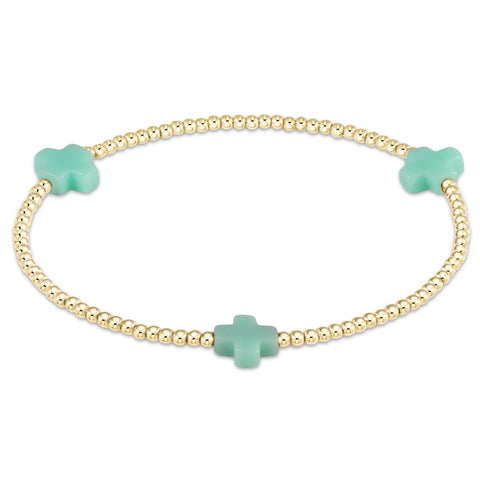 enewton signature cross gold pattern 2mm bead bracelet - mint