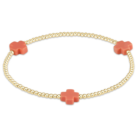 enewton signature cross gold pattern 2mm bead bracelet - coral
