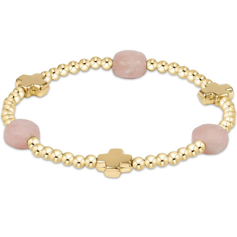 enewton signature cross admire gold pattern 3mm bead bracelet - pink opal